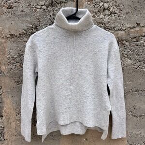 Athleta Women's Medium Light Weathered Grey  Wool Blend Turtleneck Sweater